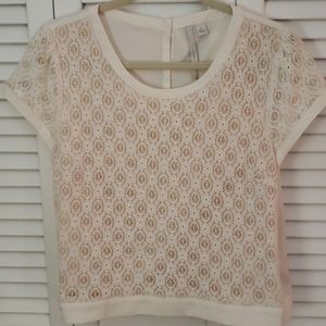 Satin and lace crop blouse